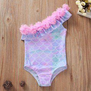 Mermaid Girls Purple Ruffle Swimsuit
